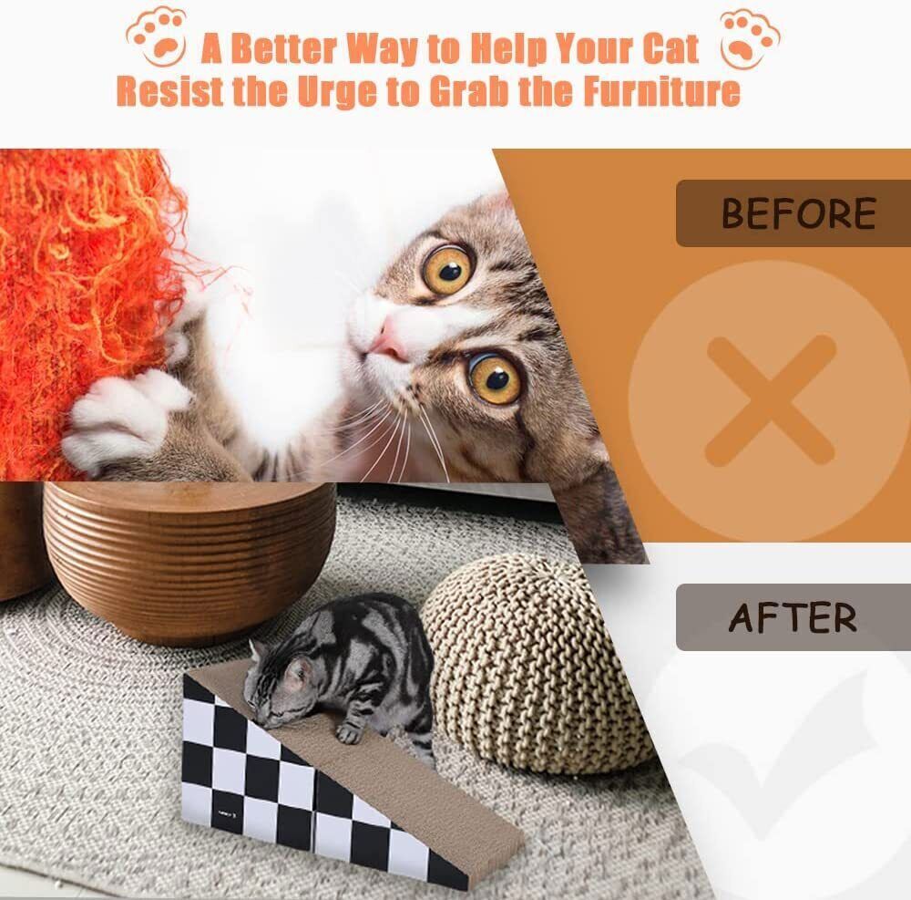 Cat Scratcher & Lounge Mat with Ball - Triangular, Dual-Use Design