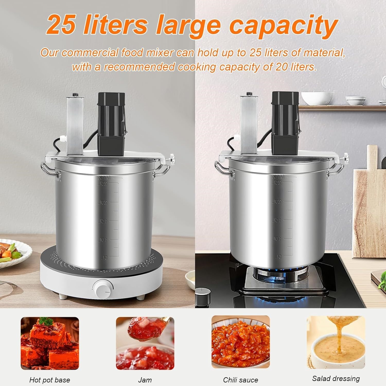 Stainless Steel 25L Commercial Automatic Food Mixer w/Adjustable Speeds