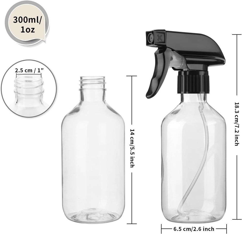2-Pack Leakproof Spray Bottles 300ml/10oz - Adjustable Nozzle for Fine Mist &...