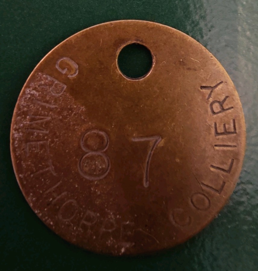 Grimethorpe Colliery Pit Check Tally marked Grimethorpe Colliery 87