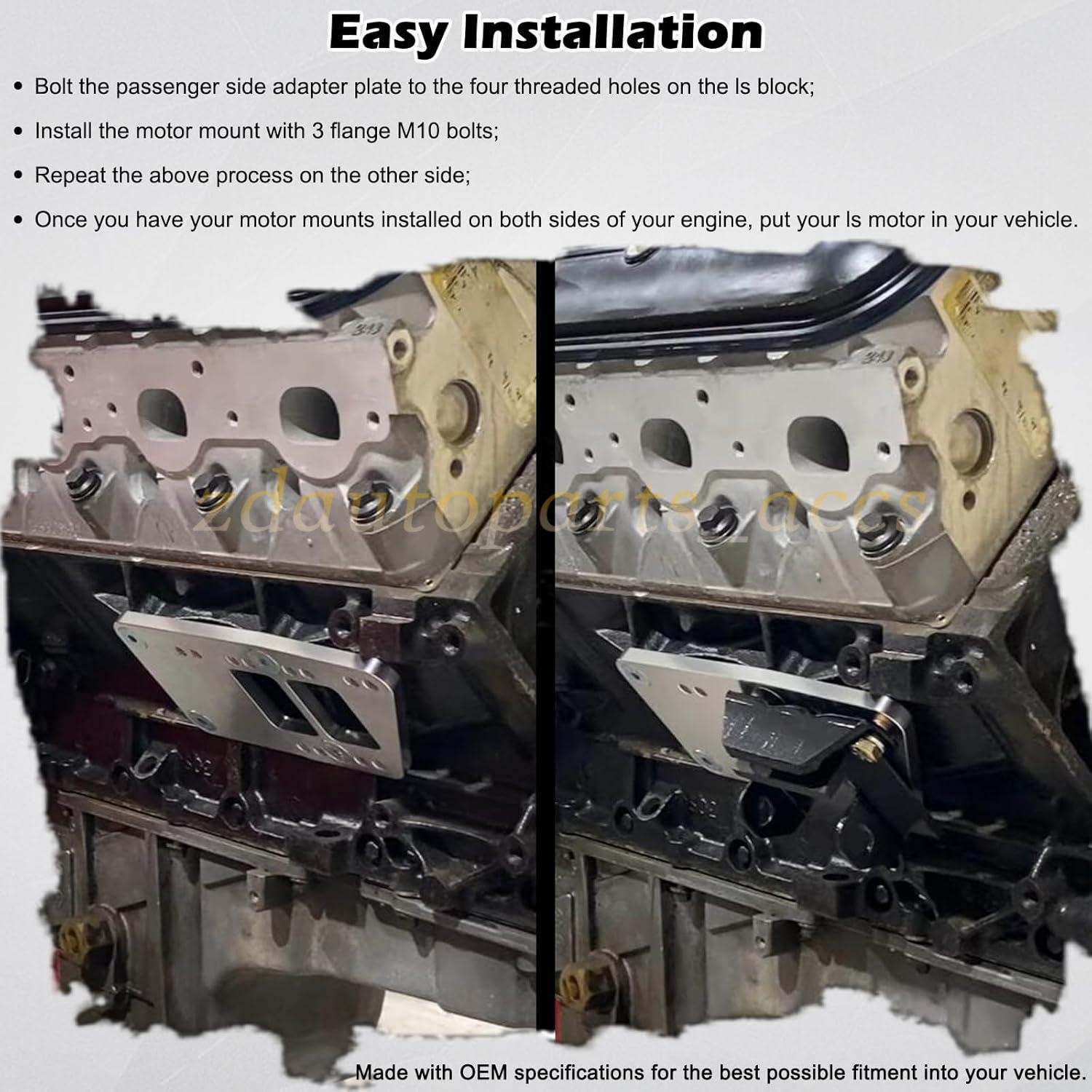 Billet Engine Mounts Motor Mount Adapter Plates for LS Swap LS1 LS2 LS3