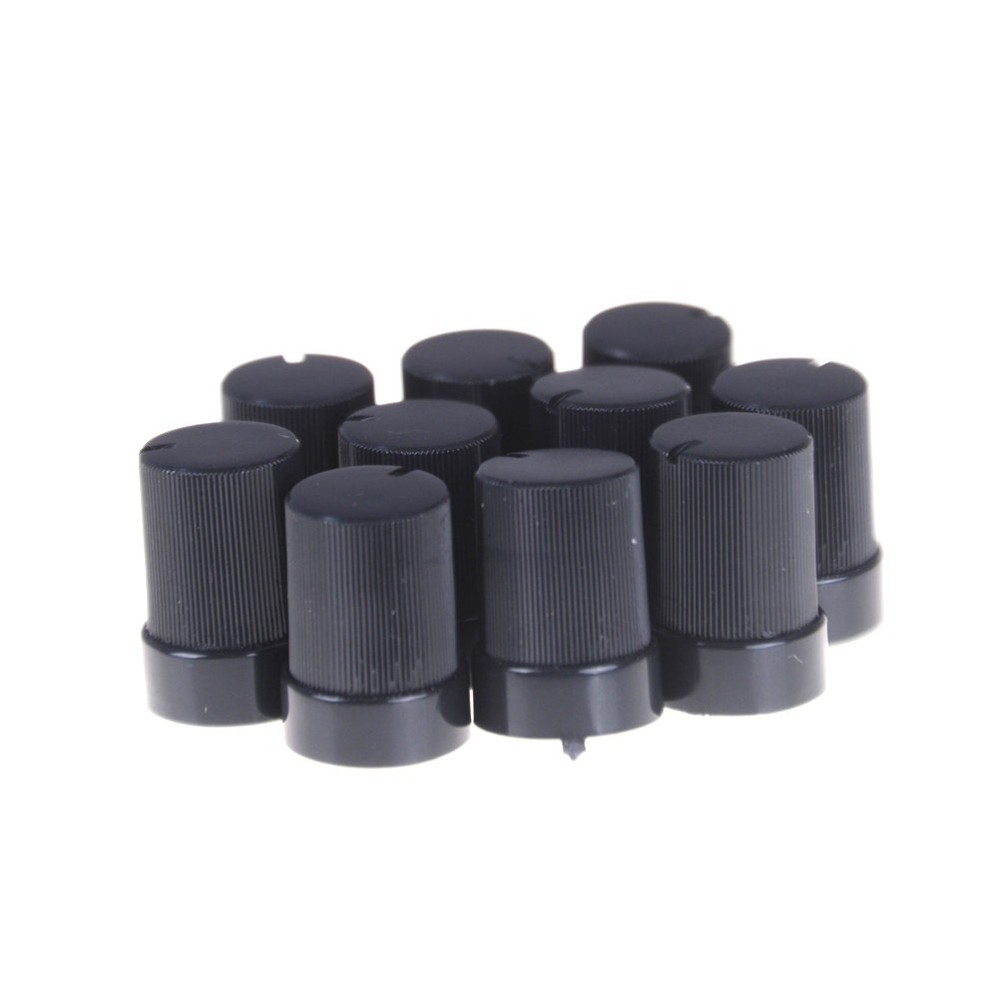 10 Pcs Black Plastic Potentiometer Rotary Control Knobs Caps for 6mm Dia -y-