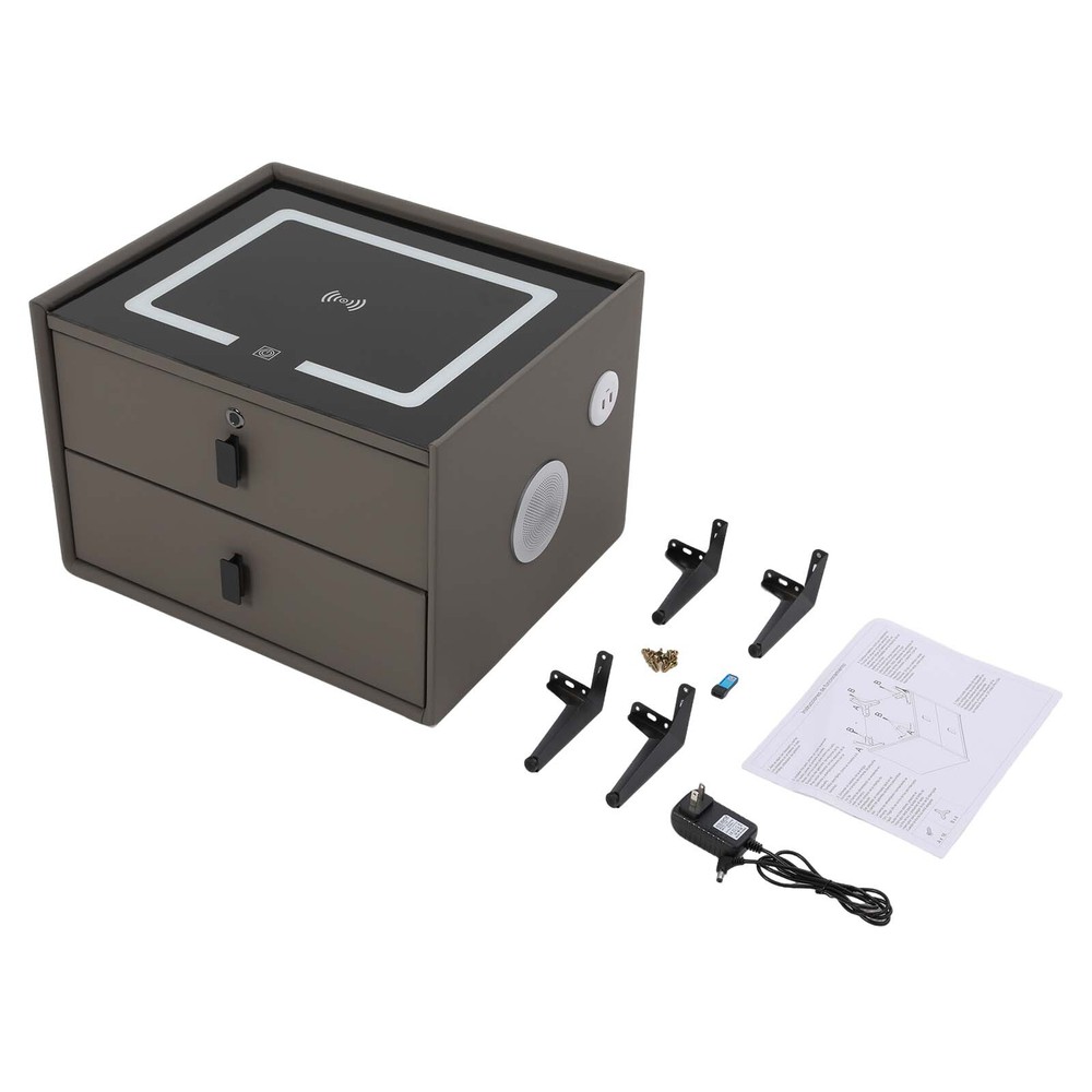 Bluetooth Speaker Smart Bedside Table With Light USB& Wireless Charging Modern