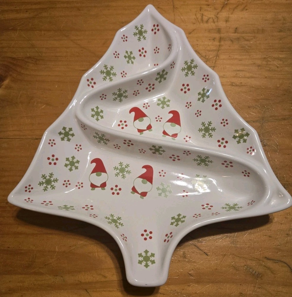 Temp-tations Special Edition 14" Divided Tree Platter Christmas Gnome