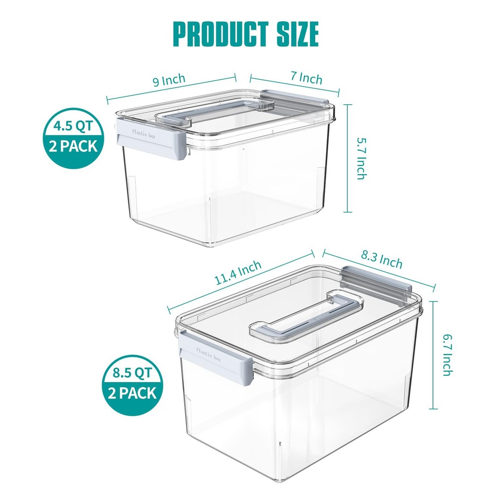 Plastic Storage Bins with Lids Stackable organization and Storage Containers ...