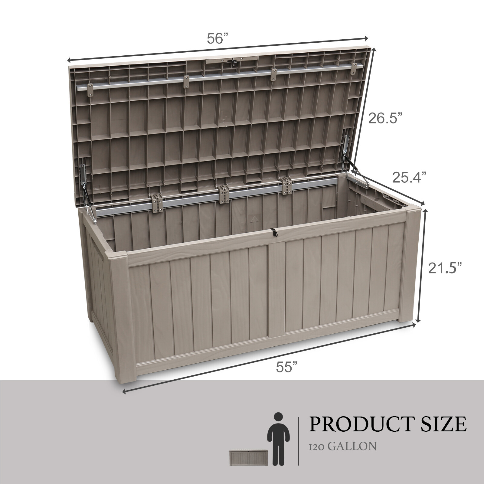 120 Gallon Deck Box Storage Outdoor Patio Chest Organizer Furniture Garden Bench