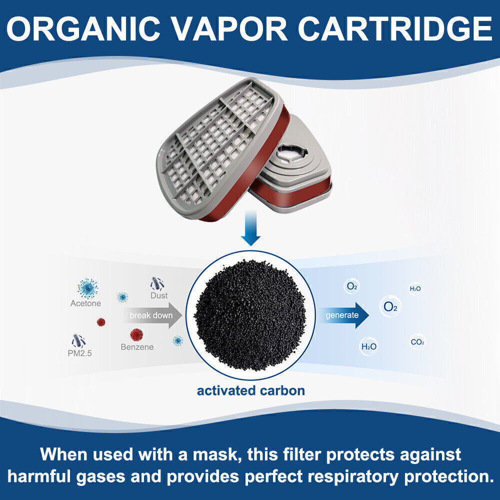 Full Face Gas Mask Painting Spraying Respirator w/Filters Set for 6800 Facepiece