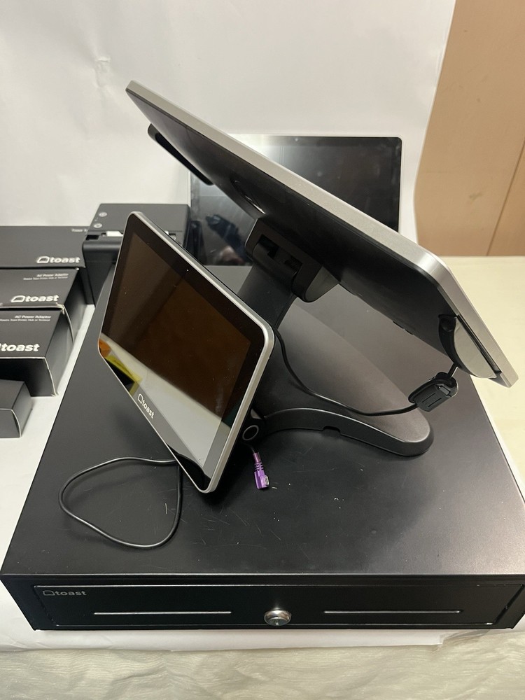 Toast POS System Touch Screen w/ Printer, card reader, Cash Drawer/cables/GO 2