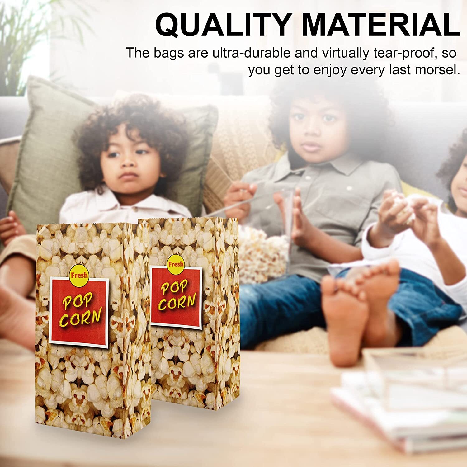 MT Products Popcorn Bags - 46 oz Popcorn Holders with Flat Bottom - Pack of 50