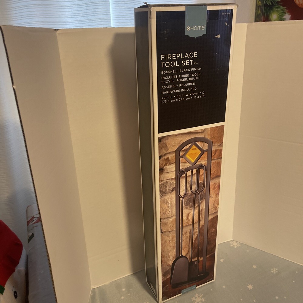 Fireplace Tool Set ,Eggshell Black Finish,includes Three Tools:shovel poker brus