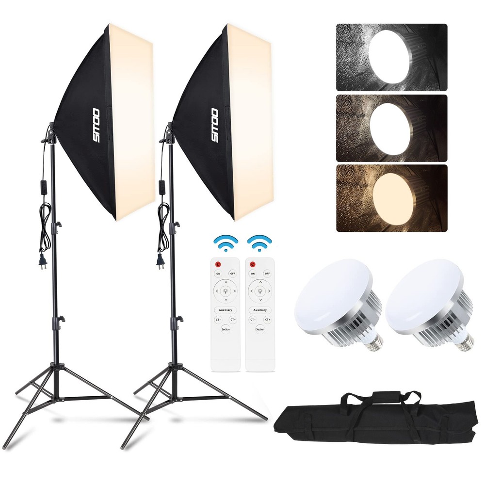 2Pcs Softbox Lighting Kit LED Continuous Photography Tripod Remote Control