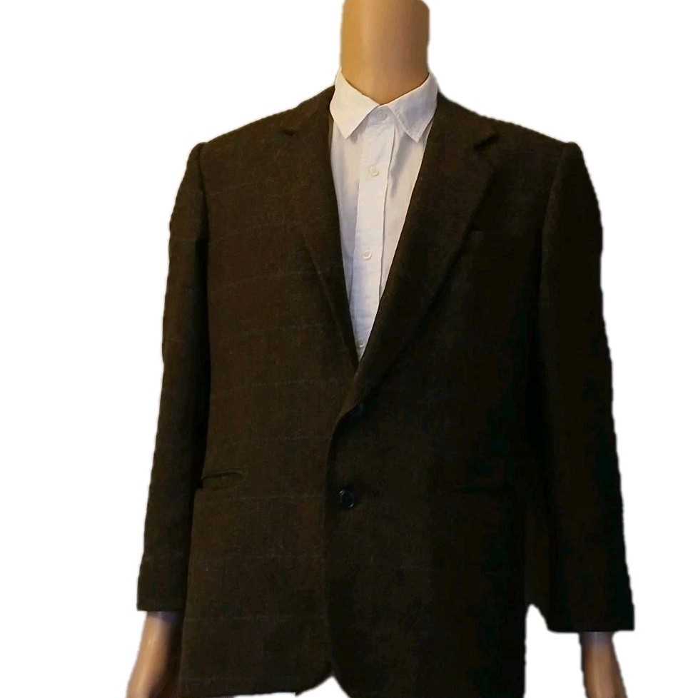 Jlopes  Blazer Brown Green Wool Jacket Size 37 Mens Two Button