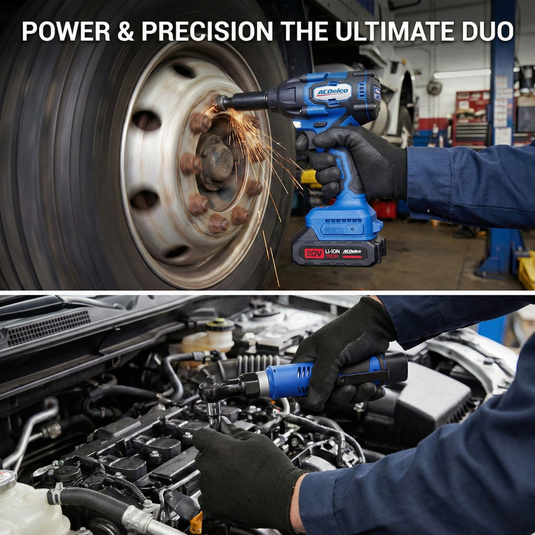 ACDelco ARI20132-K3 20V Brushless 1/2 Impact Wrench & 12V 3/8 Ratchet Combo Kit