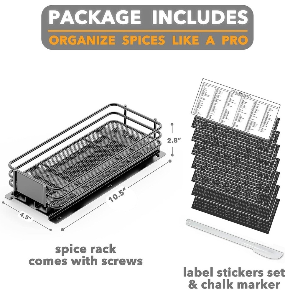 SpaceAid Pull Out Spice Rack Organizer for Cabinet, Heavy Duty Pull Out
