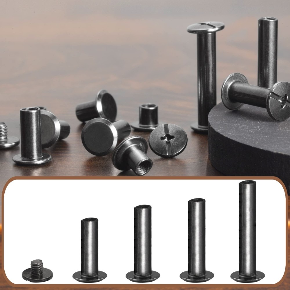 70Sets Chicago Screws Leather Rivets Assorted Screw Rivets Chicago Binding Sc...