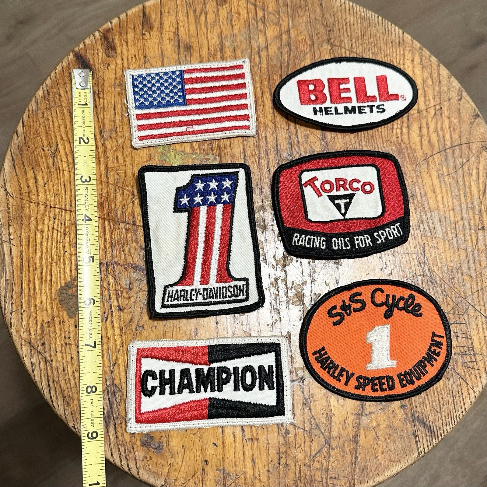 Vintage Lot (6) Patches Harley Davidson Western Champion Motorcycle Bell USA