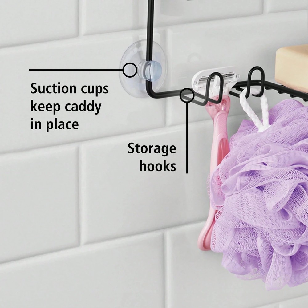Matte Black 2-Tier Hanging Shower Caddy