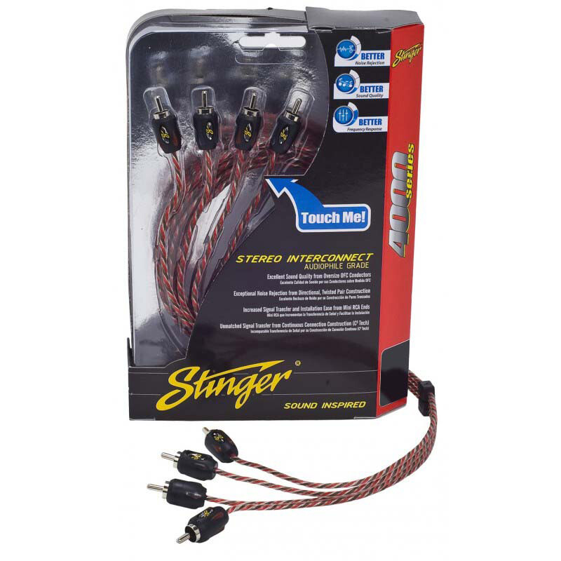 STINGER SI4220 2-CHANNEL DIRECTIONAL TWISTED PAIR RCA INTERCONNECT CABLE 20 FT.