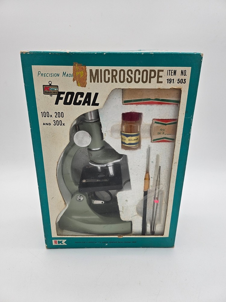 Vintage Precision Made Kmart Focal Microscope Educational With Slides