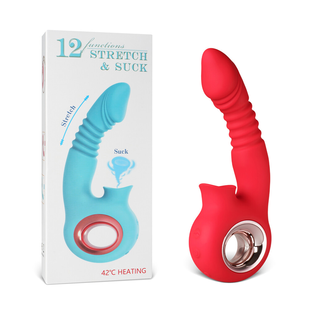 Rechargeable Silicone Thrusting & Sucking Rabbit Vibrator Loop Handle 12 Speed