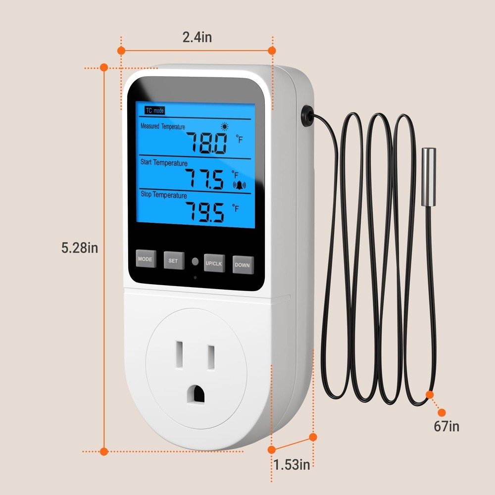 INKBIRDPLUS Plug in Thermostat Timer with Cycle Time Period Control, Heating/...