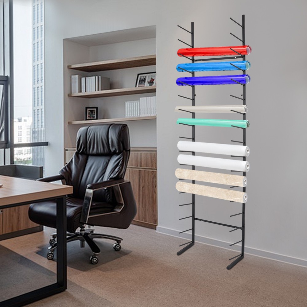 17-Tier Wall Mounted Blueprint Storage Rack for Organized Creative Workspaces