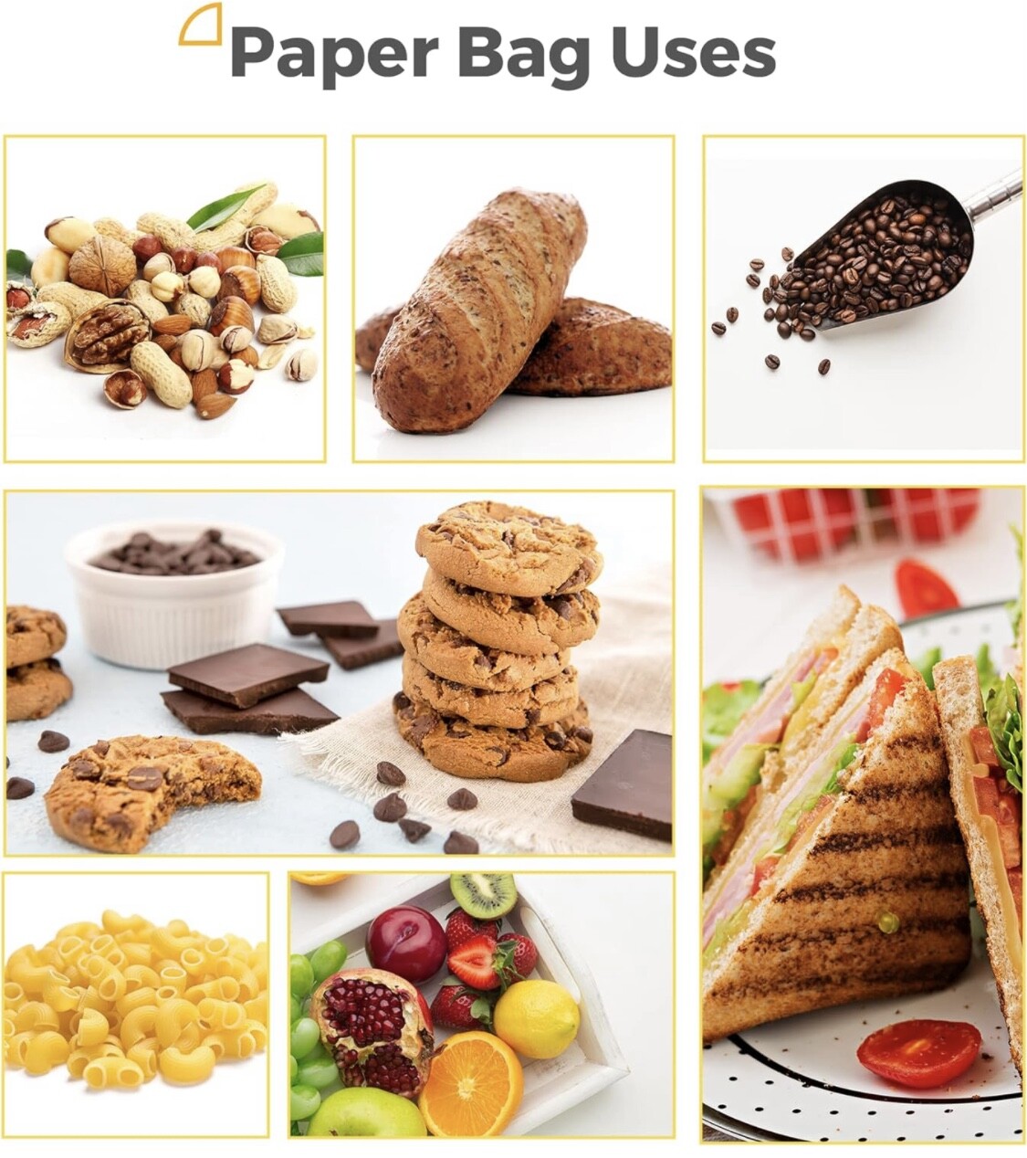 Brown Paper Bag Lunch Grocery Shopping Take out Bags Capacity 2, 4, 6, 8, 12 Lbs