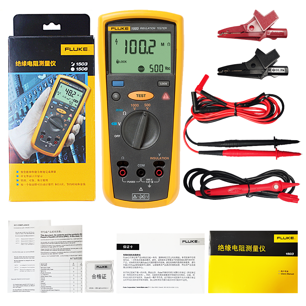 Fluke 1503 Digital Insulation Resistance Meter Megger 2000 MΩ Backlight CAT IV
