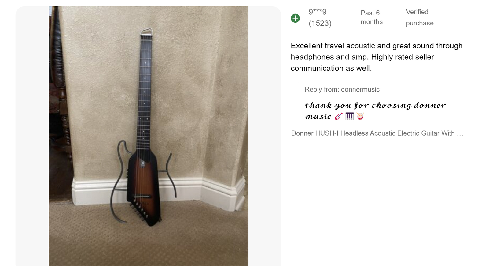 Donner HUSH I Acoustic Electric Guitar For Silent Pratice + Headphone Xmas Gift