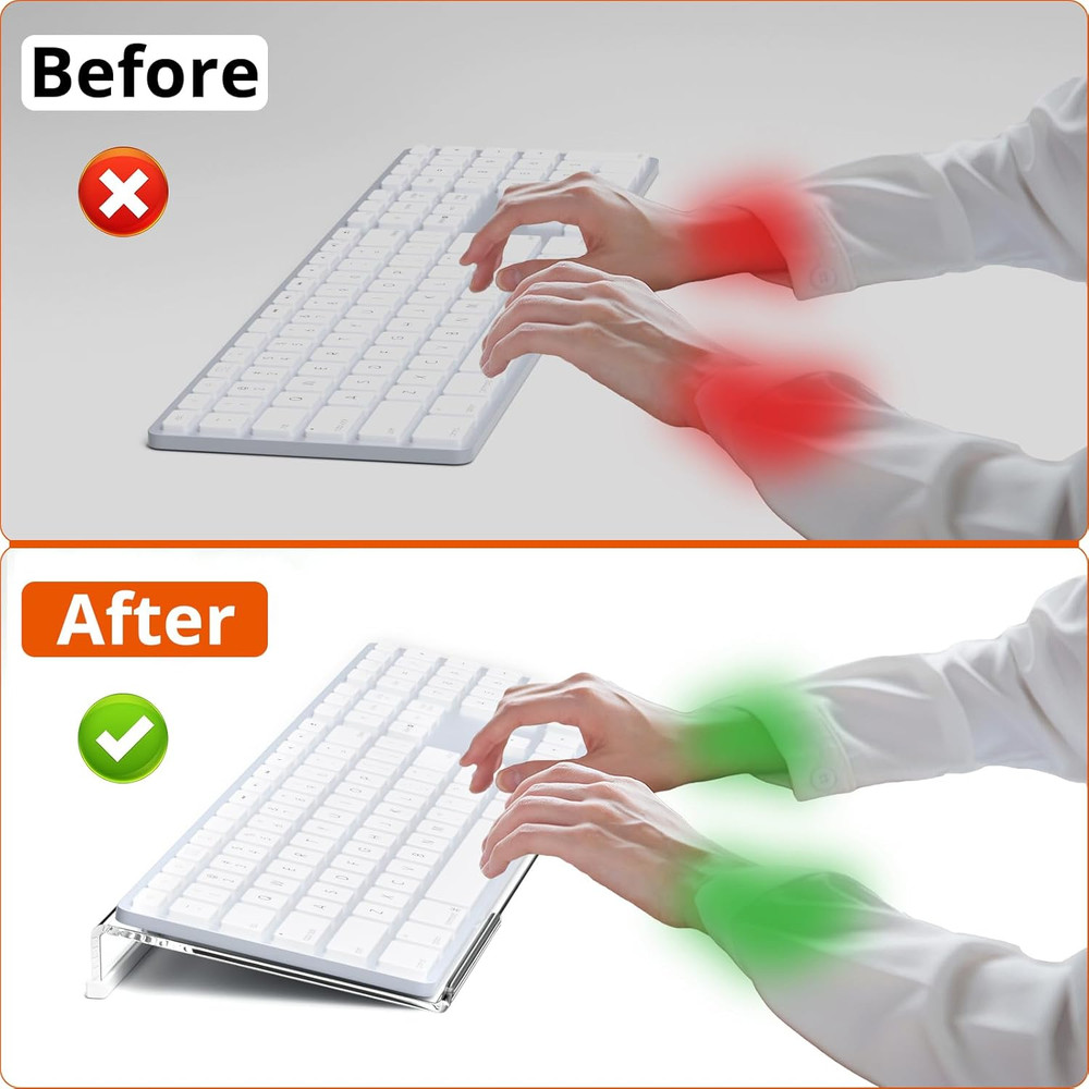 Acrylic Tilted Computer Keyboard Stand for Easy Ergonomic Typing, Keyb