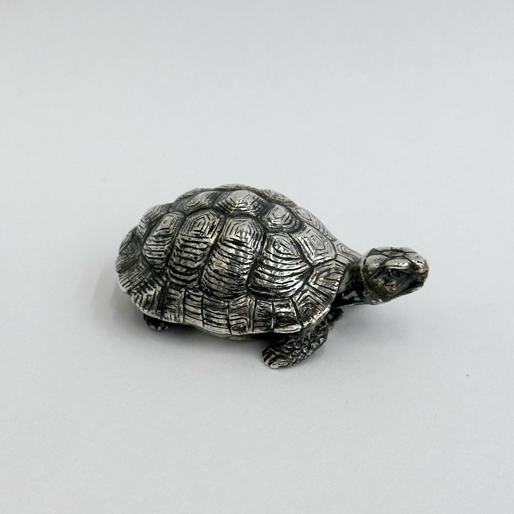 Continental Solid Silver Tortoise Figurine Signed G de la Feld early 20th cen