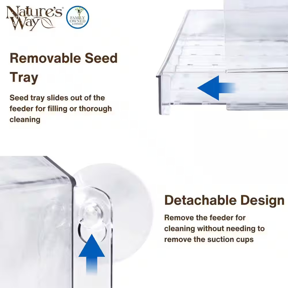 Clear View Window Bird Plastic Feeder 2 Cup