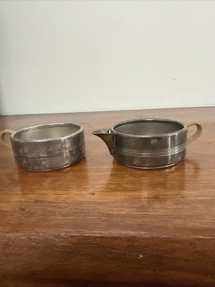 Unique Vintage 2 Piece SIlverplate Stackable Creamer And Mug