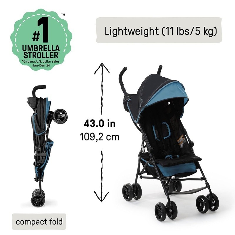 Lightweight Stroller Compact Fold 5 Point Harness Multi-Position Recline Storage