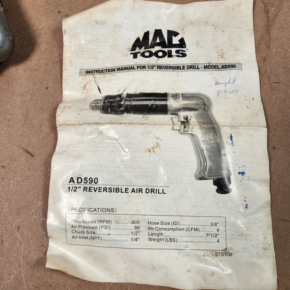 MAC Tools AD590 1/2" Reversable Drill Jacob's Chuck