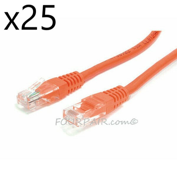 25 Pack Lot 3ft CAT5e Ethernet Network LAN Router Patch Cable Cord Wire Orange