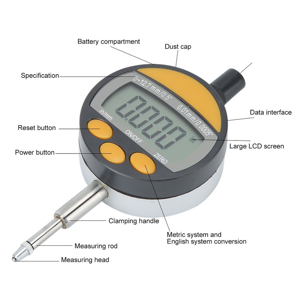 0-12.7mm Electronic Digital Dial Indicator 0.01mm High Accuracy Measuring