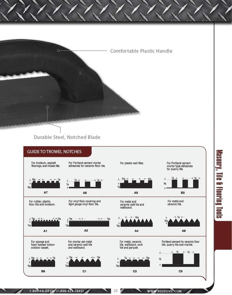 2091 1/4" X 3/4" V Notch Trowel