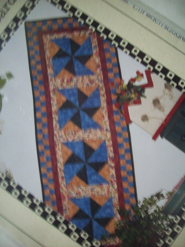 EASY Pinwheels and Checkerboards tablerunner quilt pattern uncut *A5