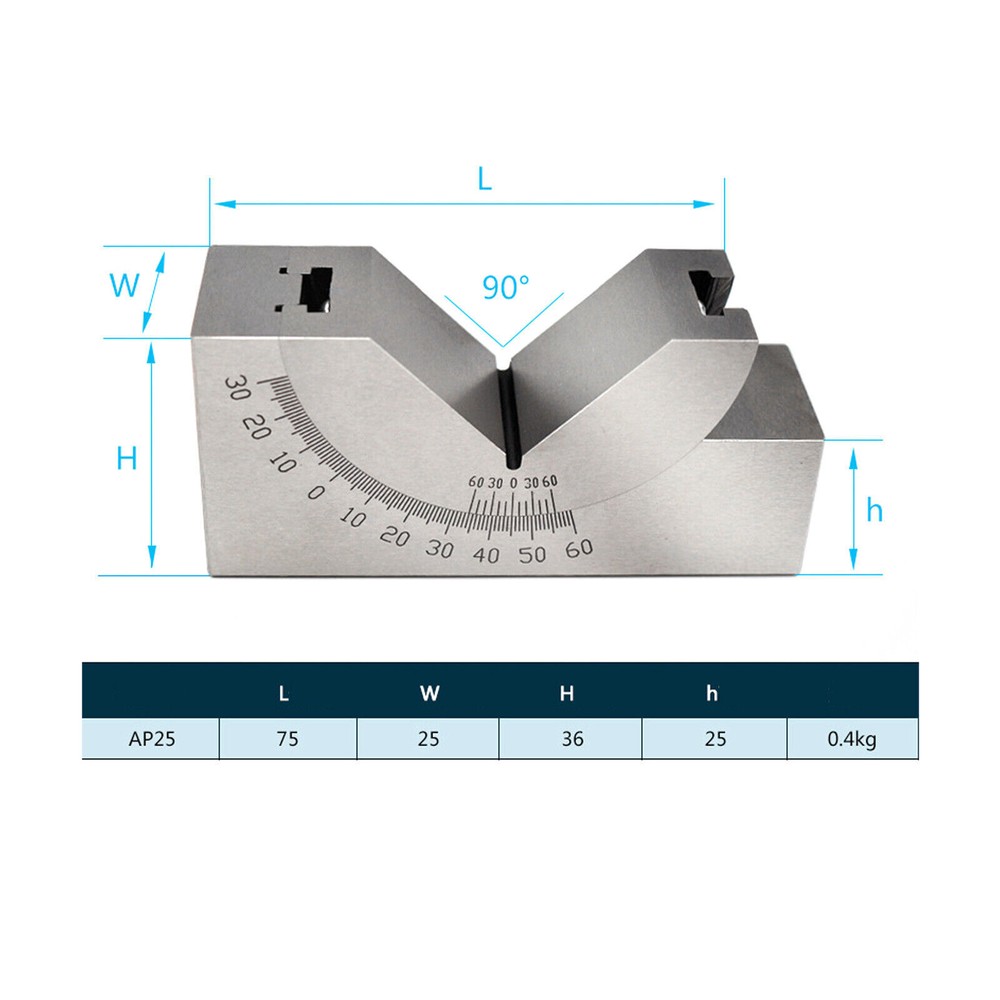 Adjustable Angle V Block Milling Setup 0-60 Degree Angle Block Precision Gauge