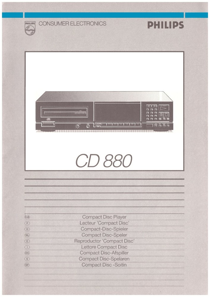 PHILIPS CD 880 - CD PLAYER - USER INSTRUCTIONS OWNER'S MANUAL - Netherlands