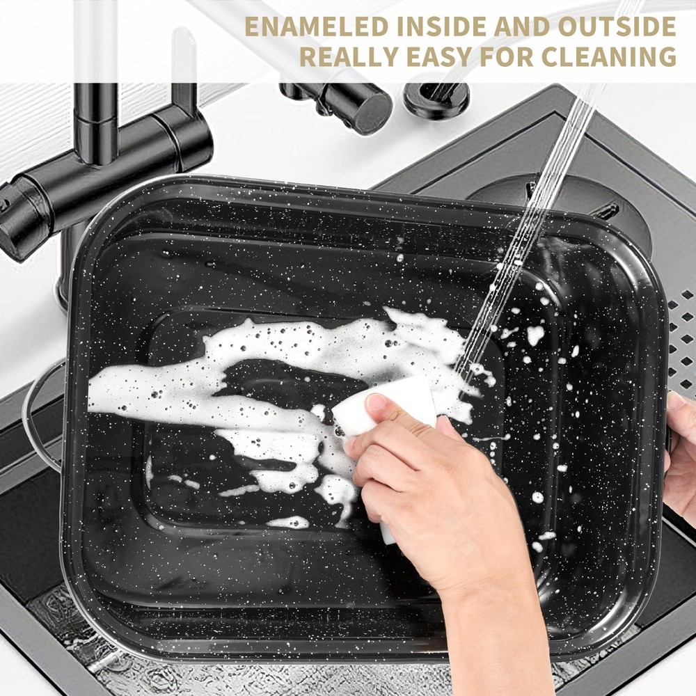 21Inch Roasting Pan, Extra Large Rectangle Roasting Pan With Rack, 25lb Capac...