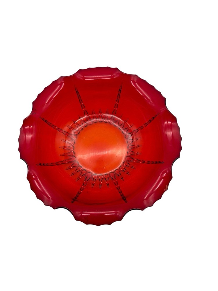 Ruby Red Radiance Large Console Bowl Glass Crimson