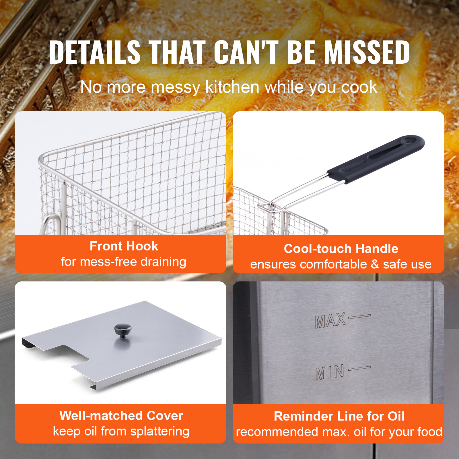 VEVOR 22L Electric Deep Fryer Dual Tank Commercial XL Fry Basket 3000 W