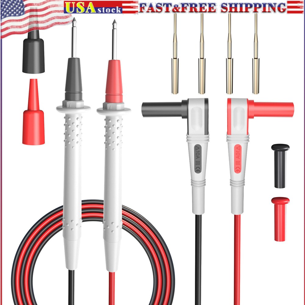 Silicone Multimeter Test Leads Kit with Gold-Plated Precision Sharp Probes 4.9ft