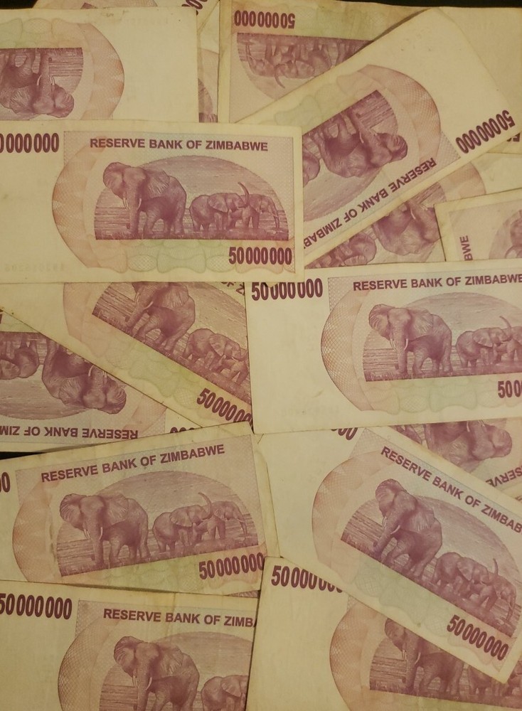 Zimbabwe 50 Million Dollar Cheques X 25 -1/4 bundle-2008 circulated It.# E-44