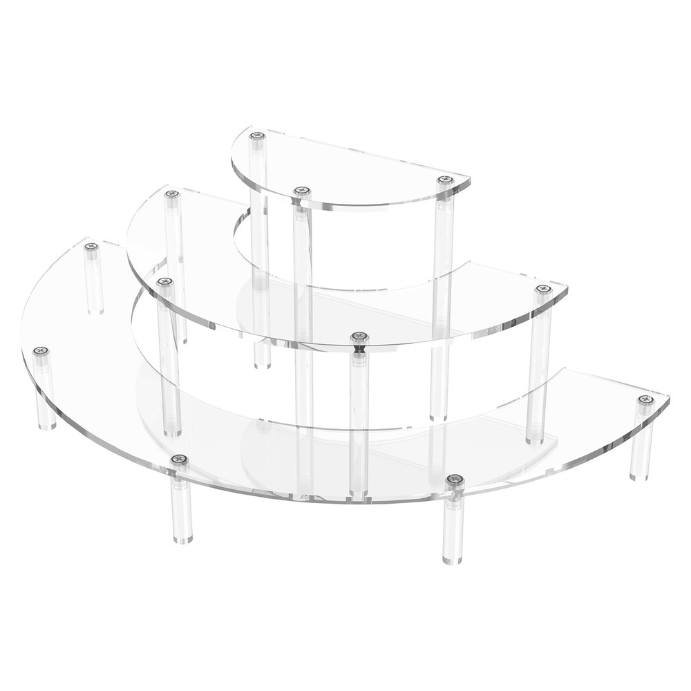 3 Tier Acrylic Display Risers Half Moon Cupcake Stand Perfume Organizer