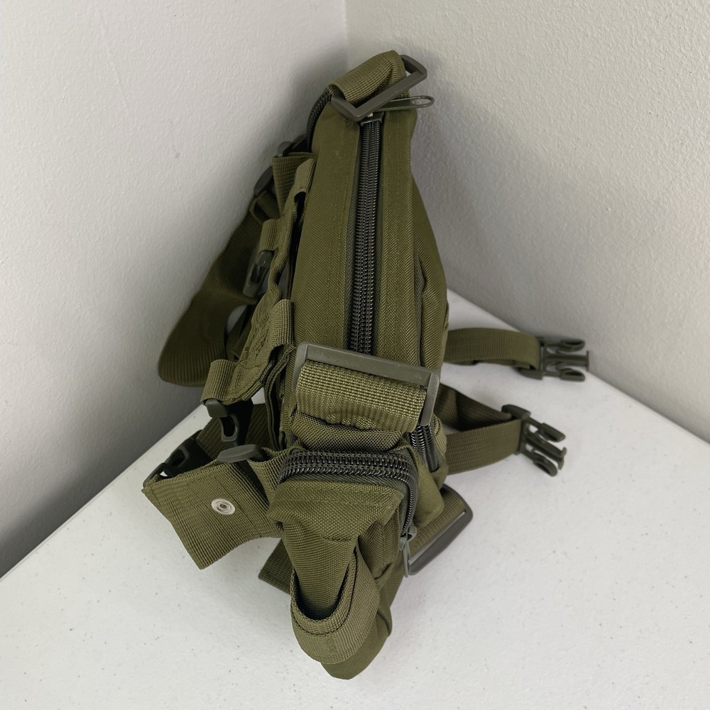 Tactical Bag Olive Green 13”x7” Shoulder Or Hip Multi Pockets Deployment Modular