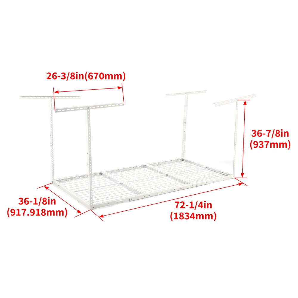 3ft x 6ft Overhead Garage Storage Adjustable Ceiling Storage Rack HEAVY DUTY