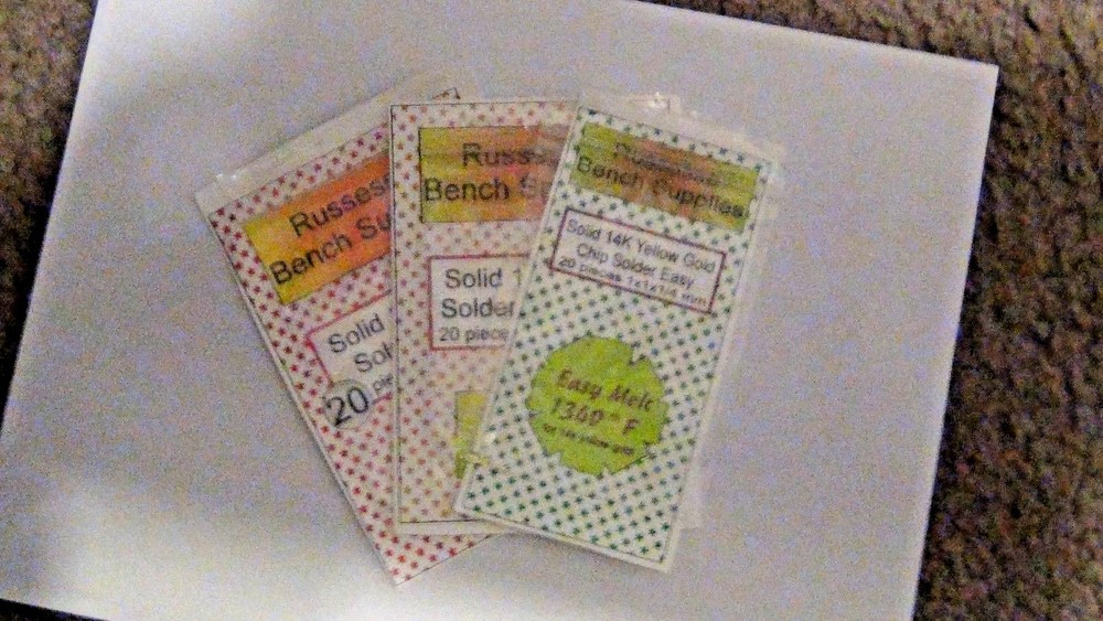 Solid 14k yellow solder chips progressive Easy Medium Hard 3 pack 20 each 1x1 MM